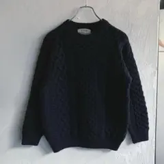 アイルランド製 ARAN SWEATER フィッシャーマンニット ネイビー