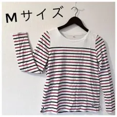 レディースMサイズ ストライプ 長袖Tシャツ