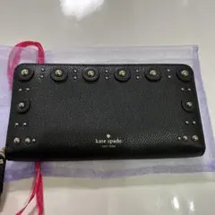 kate spade 長財布 黒 レザー スタッズ