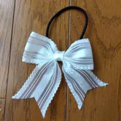 ストライプリボンヘアゴム