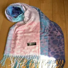 新品未使用！PASHMINA100%大判ストール ピンク、ブルー系