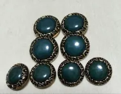 アンティーク高級ボタン　ハンドメイド素材　パーツ緑色のボタン 大4個小4個セット