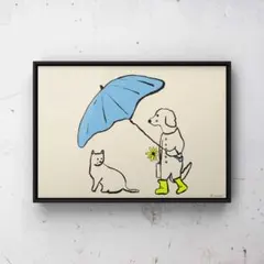 ★A4フレーム付き★オリジナル アートポスター KIND 犬 猫 インテリア