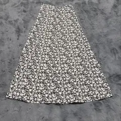 花柄ポリエステルフレアロングスカート M