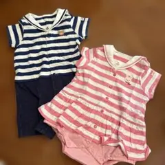 ストライプロンパース2点セット