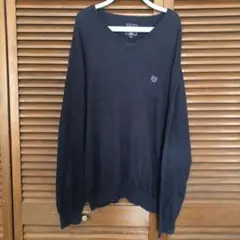 CHAPS コットンカシミヤ Vネックセーター L ネイビーのサムネイル