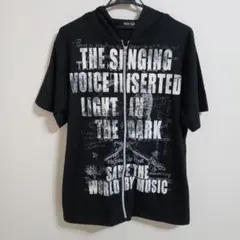 mild Life/ 半袖 パーカー LL ロゴ ラメ 黒 ブラック