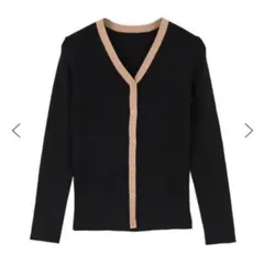 U R’SバイカラーラインVネックリブニットカーデガン