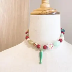 陶器ビーズネックレス　インポート