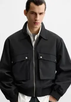 【着用回数少なめ】ZARA ソフトポケットジャケット　ブラック