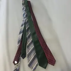 ネクタイ 3本セット 緑 赤 ストライプ