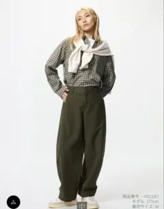 ユニクロ ジャージーバレルレッグパンツ　Ｓ　オリーブ