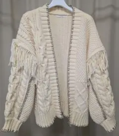 TORRAZZO DONNA フリンジニットカーディガン　ホワイト　フリーサイズ