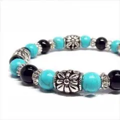 くー様専用 ターコイズ ×オニキス天然石ブレスレット