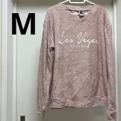 古着✨️ ラスベガスプリント 【Mサイズ】 長袖 ピンク パイル生地
