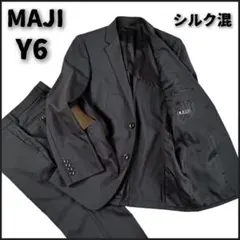美品 MAJI AOKI セットアップスーツ Y6 シルク混 黒 ストライプのサムネイル