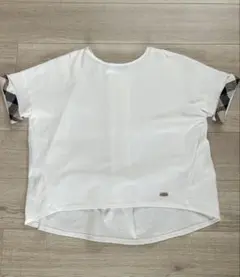 ブルーレーベルクレストブリッジ 袖チェック カットソー Tシャツ 38 半袖 白のサムネイル