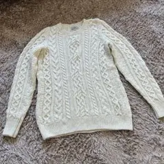 L.L.Bean ケーブルニット S アイルランド製 ウール100% アイボリー