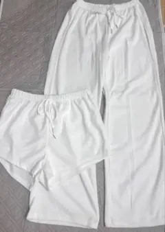白 ホワイト ルームウェア 2点セット パンツ ショートパンツ パジャマMサイズ