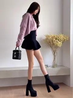 GRL チャンキーヒール厚底ショートブーツ[gd1583]