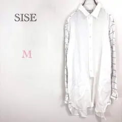 ♦︎シセ【M】ロング丈シャツ 襟付きトップス Yシャツ 麻100％ シンプルのサムネイル