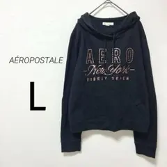 AÉROPOSTALE フード　パーカー L ロゴ　ショート丈カジュアル　裏起毛のサムネイル