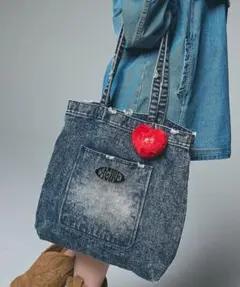 POCKET DENIM TOTE BAG x-girl
