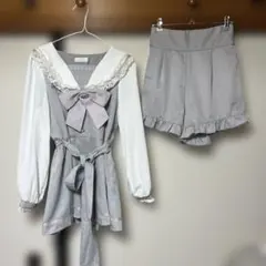 リズリサ LIZLISA セーラーカラーセットアップ グレー　長袖