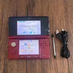 動作確認済⭐️ Nintendo 3DS 本体 レッド赤 充電ケーブル付き