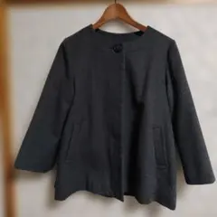 ノーカラージャケット ダークグレー