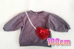 キッズ長袖トレーナー　100cm　裏起毛　ポケットモカチャコール　女の子