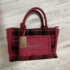 ＆chouette 赤と黒のチェック柄　トートバッグ