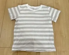 【即購入OK】白とグレーのストライプ Tシャツ 110