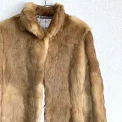 【美品】 ラビット リアルファー ジャケット　ナチュラルカラー　本毛皮