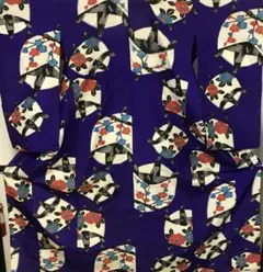 アンティーク　銘仙　単衣の着物　糸巻きに梅や椿　レトロ　大正ロマン