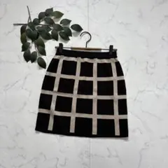 8366✾スコットクラブ✾ニットタイトスカート【9】ブロックチェック/ブラックのサムネイル