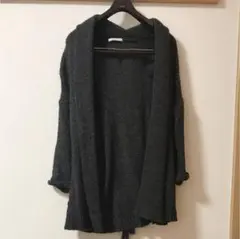 DouDou ロングカーディガン モヘヤニット　グレー