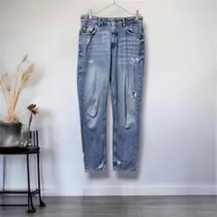 ZARA WOMAN◎ダメージデニム USA6 M相当 コットン　ストレート
