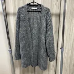 ZARA グレー 編み込み　ニットロングカーディガン　ボレロ