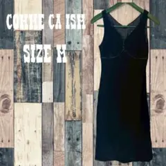 COMME CA ISM ブラック ベロア　ノースリーブワンピース M