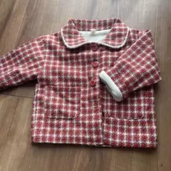 赤と白 チェック柄 ジャケット 90 女の子 アウター コート