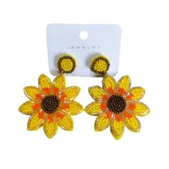 ピアス両耳ひまわり向日葵ヒマワリSunflowerサンフラワー黄色Yellow花