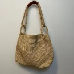 美品 メゾンエヌアッシュパリ ラフィアショルダーバッグのサムネイル