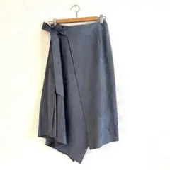ブルーグレー　スエード調フレアースカート