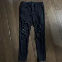 American Eagle スキニーダメージジェギング　ブラックUS4