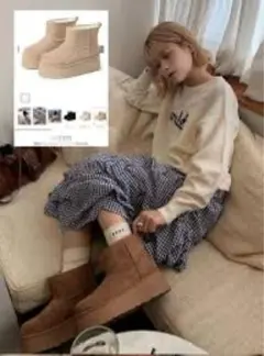 厚底フェイクムートンブーツ［zr1314］