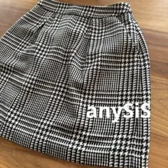 anySiS 千鳥柄 スカート ブラック・ホワイト　L
