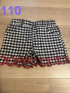 しまむら/ギンガムチェック柄刺繍入りショートパンツ/110