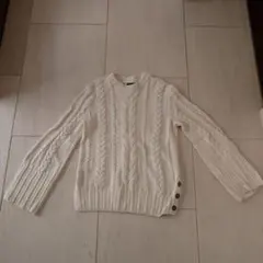 【美品】ポロラルフローレン　ケーブル　コットン100％　セーター　アイボリー　M