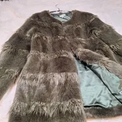 molliolli モリオリ オリーブグリーン フェイクファー コート L